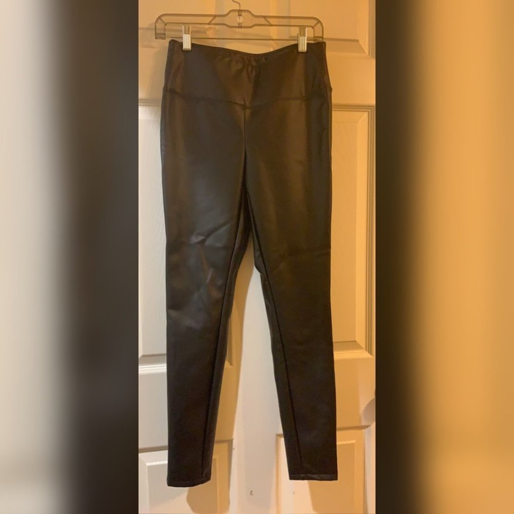 Small Black Pleather Leggings, NWOT